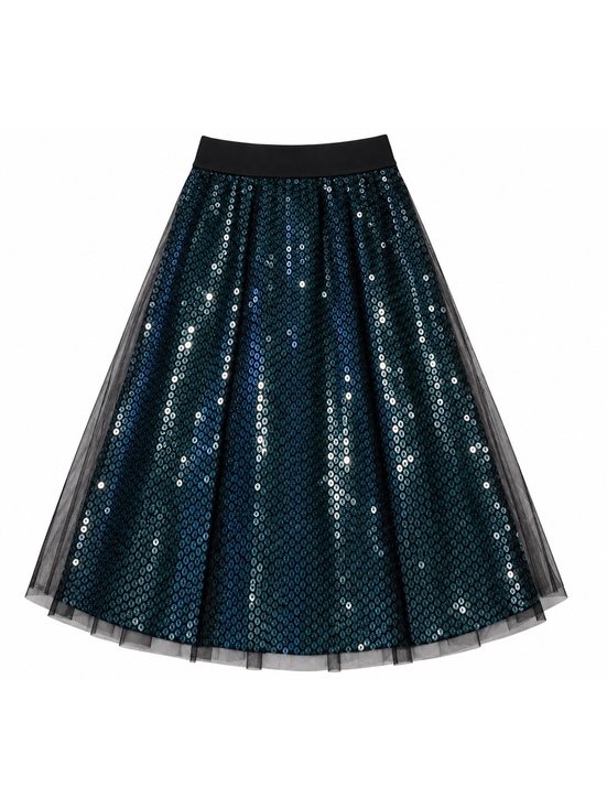 Rozae Nichols Dresses & Skirts - Rozae Nichols Designer Black Sequin A-Line Midi Skirt Petite